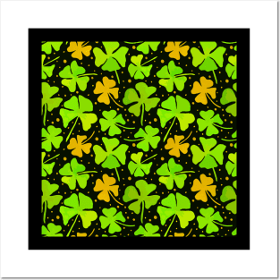 Painted Clover black background Posters and Art